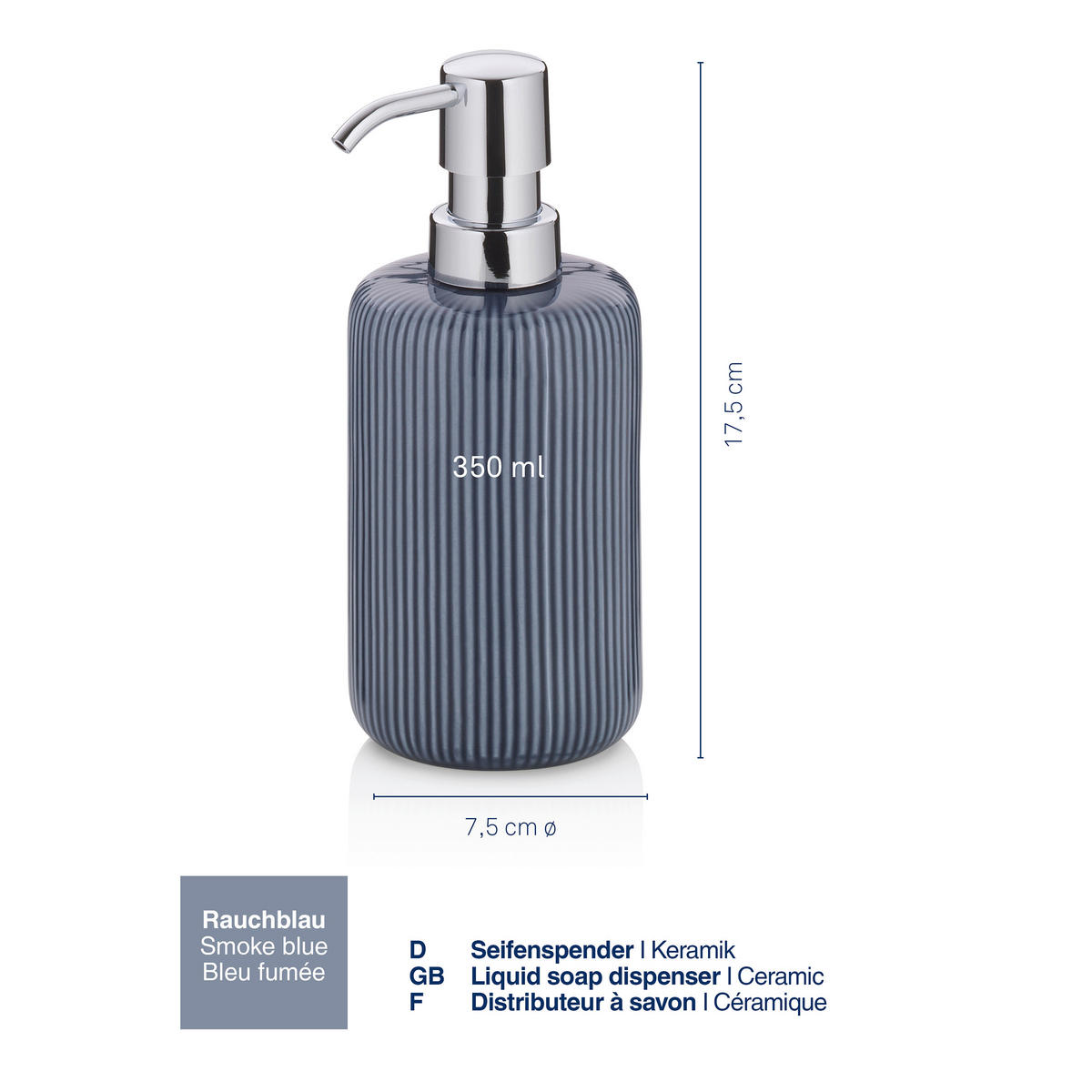 SEIFENSPENDER Keramik  - Blau, Basics, Keramik (7,5/17,5cm) - Kela