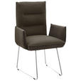 ARMLEHNSTUHL  in Stahl Flachgewebe  - Edelstahlfarben/Braun, Design, Textil/Metall (59/93/59cm) - Dieter Knoll
