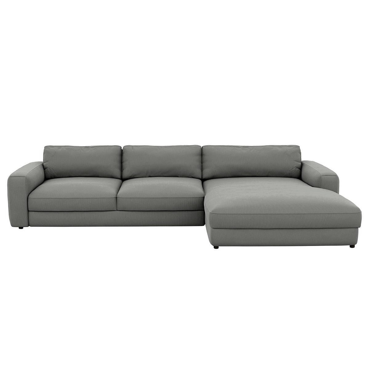 ECKSOFA in Cord Dunkelgrau  - Dunkelgrau/Schwarz, Modern, Textil (303/84/176cm) - Trendmanufaktur