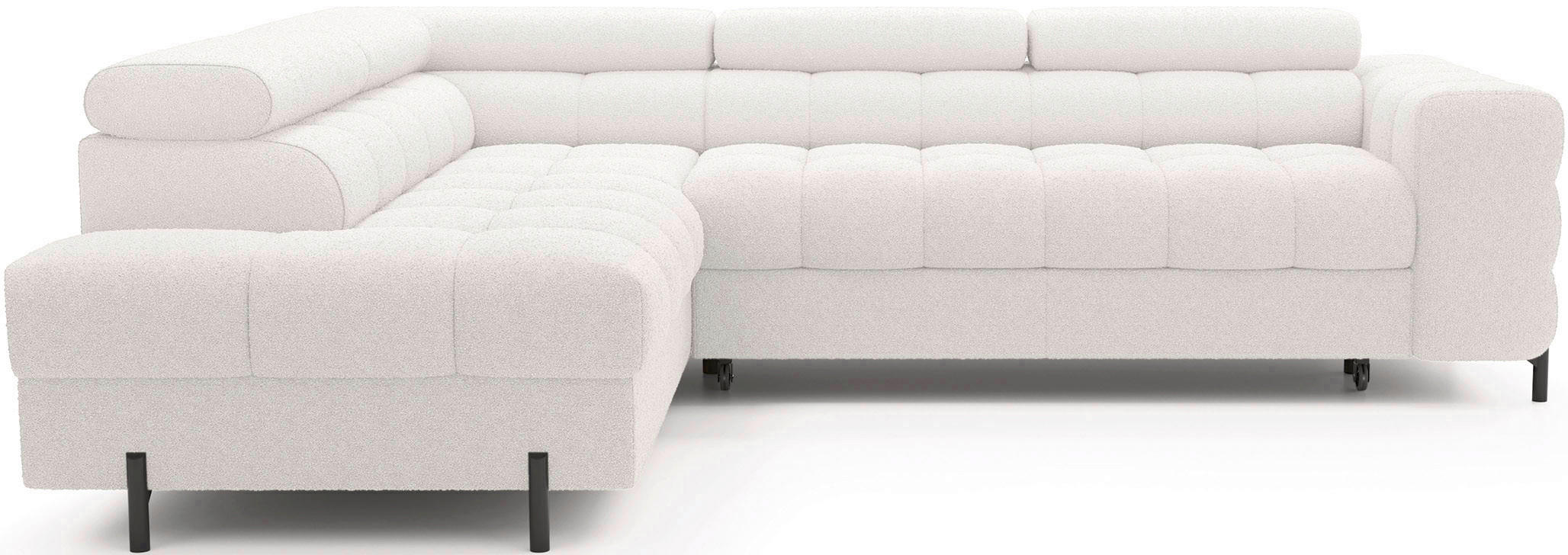 ECKSOFA Weiß Plüsch  - Schwarz/Weiß, Design, Textil/Metall (200/276cm) - MID.YOU