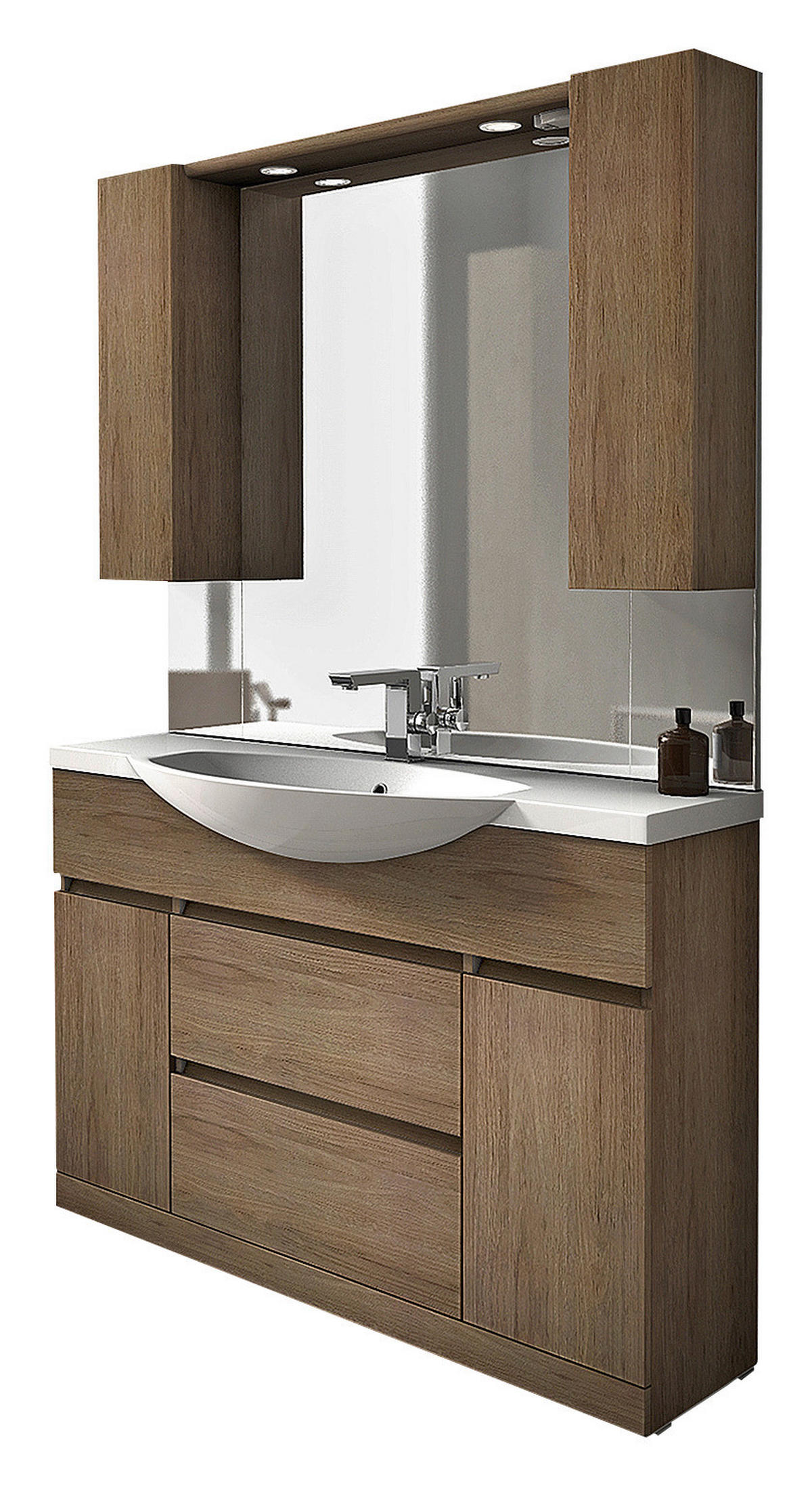 FÜRDŐSZOBA - tölgyfa/fehér, Basics, műanyag/faalapú anyag (120/190/50cm) - Welnova