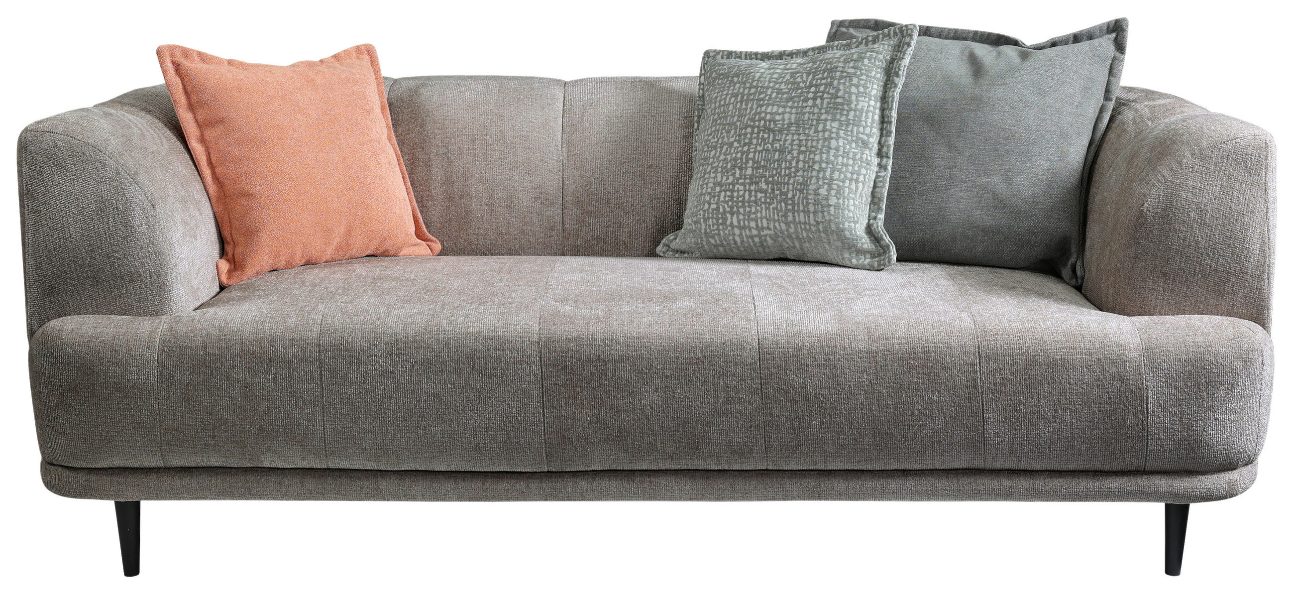 3-SITZER-SOFA Flachgewebe Graubraun  - Graubraun/Schwarz, Design, Textil/Metall (226/77/106cm) - MID.YOU