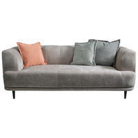 3-SITZER-SOFA in Flachgewebe Graubraun  - Graubraun/Schwarz, Design, Textil/Metall (226/77/106cm) - MID.YOU