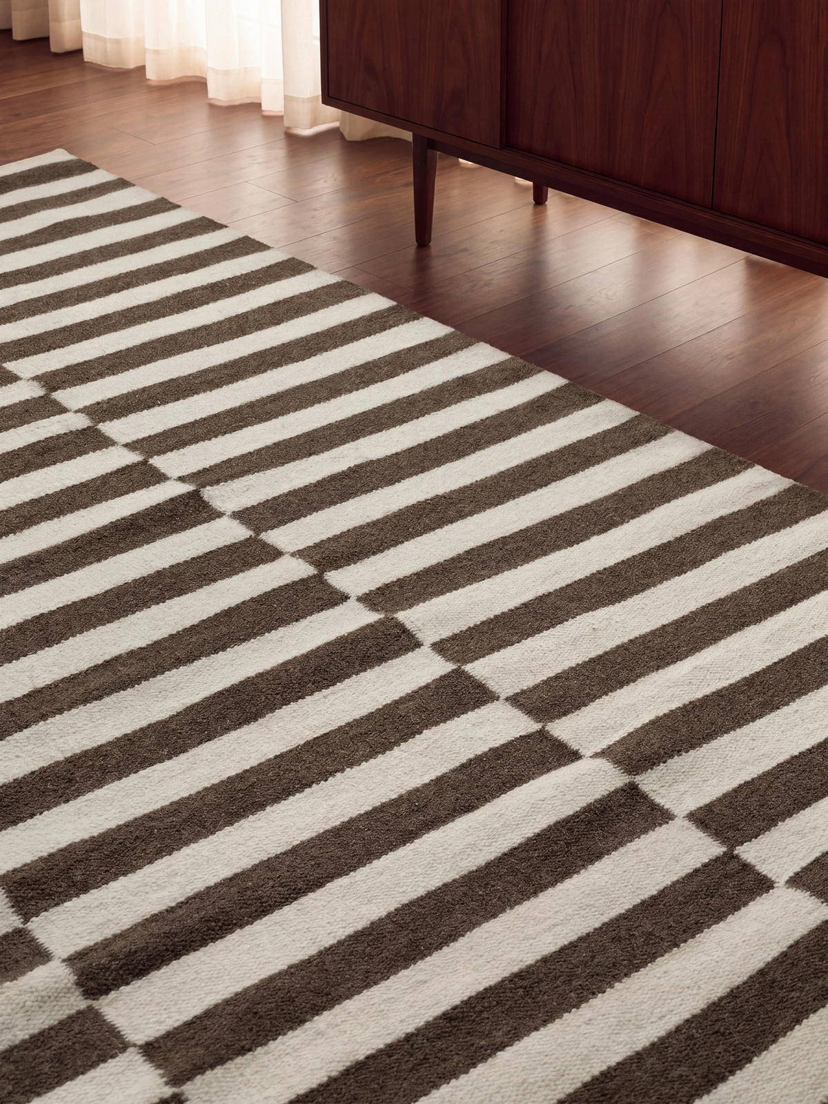HANDWEBTEPPICH 200/300 cm Vika Weiß, Dunkelbraun rechteckig  - Dunkelbraun/Weiß, Basics, Textil (200/300cm) - Hanse Home