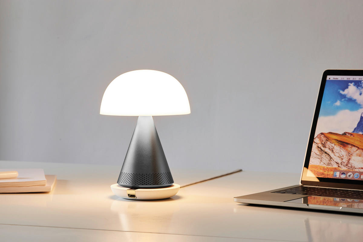 AKKU-TISCHLEUCHTE 14/17/14 cm   - Grau, Design, Kunststoff/Metall (14/17/14cm)