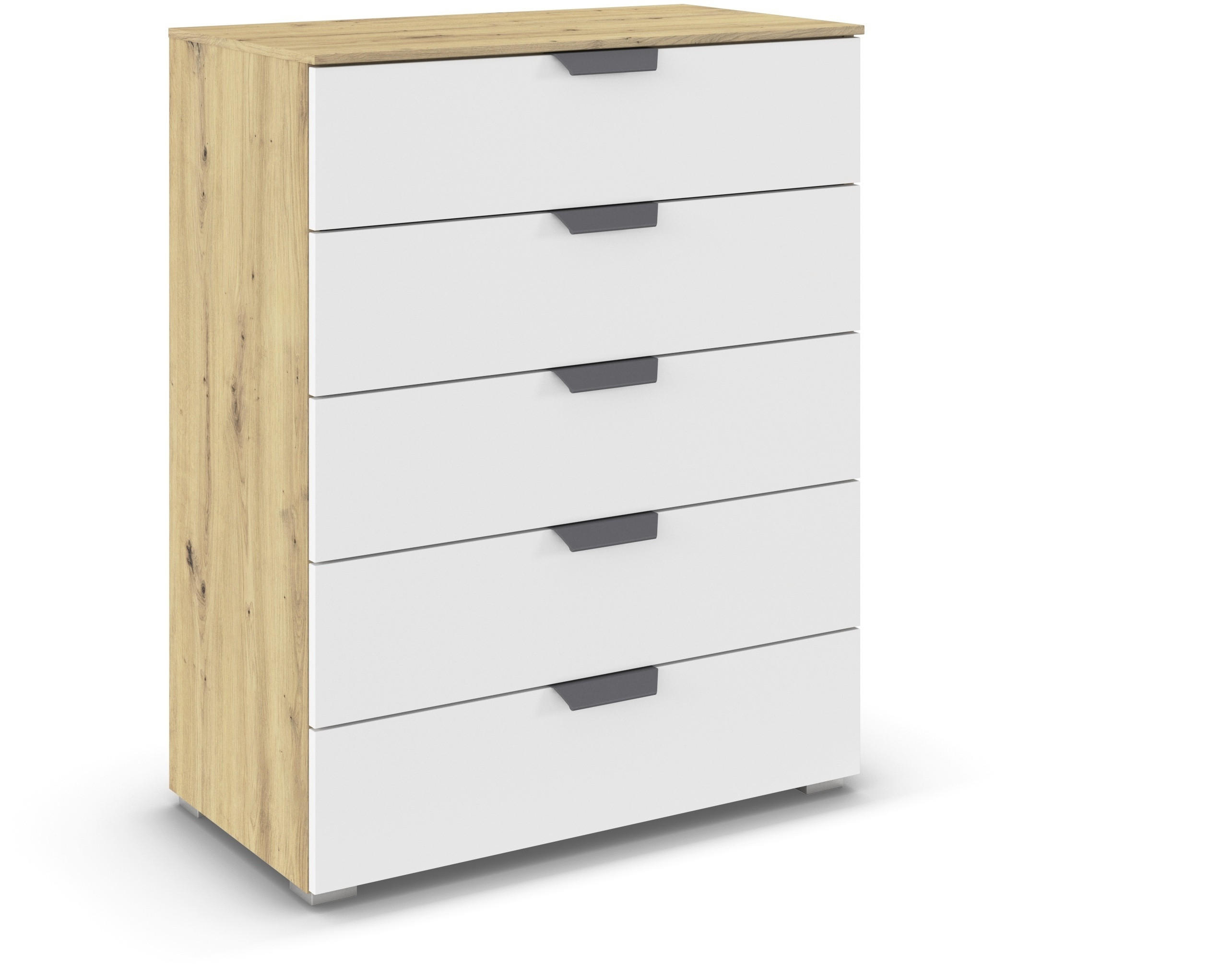 Carryhome Kommode Weiß, Eiche Artisan 80x100x43 cm