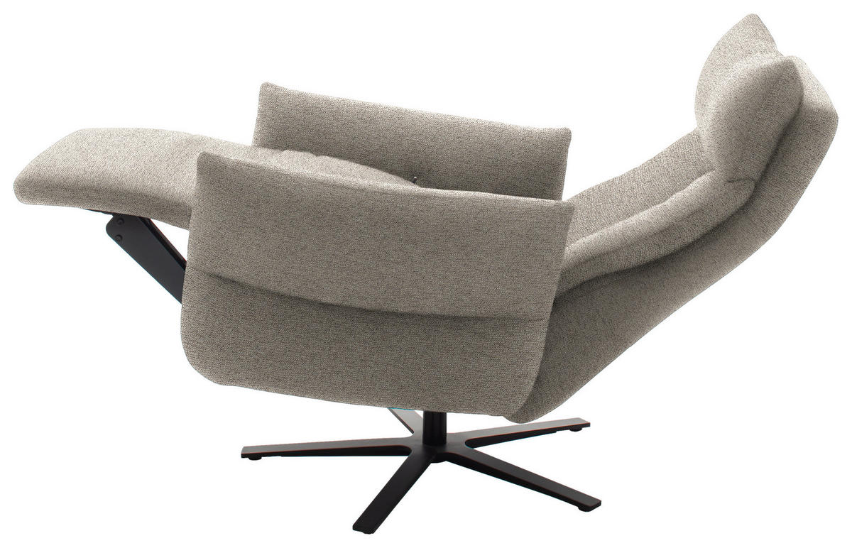 FERNSEHSESSEL in Chenille Beige  - Beige/Schwarz, Design, Textil/Metall (74/115/85cm) - Schöner Wohnen