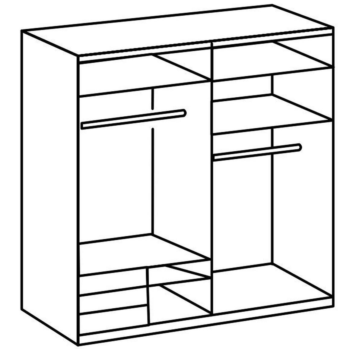 SCHWEBETÜRENSCHRANK 200/236/65 cm 2-türig Weiß, Eichefarben  - Chromfarben/Eichefarben, MODERN, Holzwerkstoff (200/236/65cm) - MID.YOU