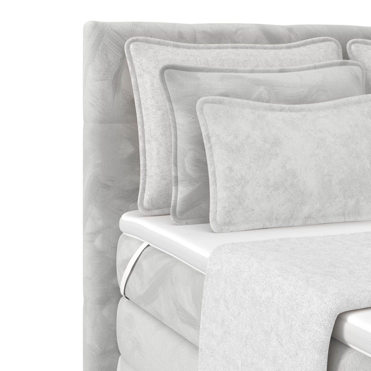 BOXSPRINGBETT 140/200 cm,  in Hellgrau, gepolstertes Kopfteil, Bettkasten, Topper, Matratzen, H4 + H4 = sehr fest  - Hellgrau, KONVENTIONELL, Holz/Holzwerkstoff (140/200cm) - Luca Bessoni