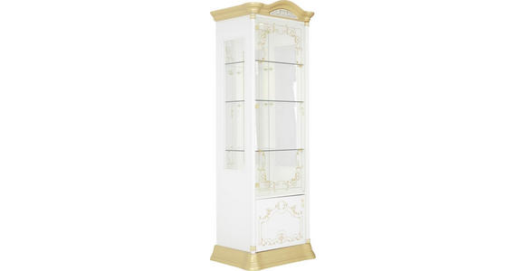 VITRINE in Weiß, Goldfarben - Goldfarben/Weiß, LIFESTYLE, Glas/Holzwerkstoff (76/209/53cm) - Cantus