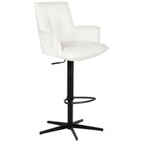BARHOCKER in Metall, Textil Creme, Schwarz  - Creme/Schwarz, Design, Textil/Metall (56/103-120/55cm) - Niels Andersson