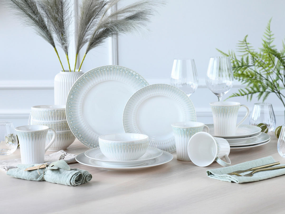 KOMBISERVICE Creme, Perlmutt Celadon Beige 16-teilig 4 Personen  - Perlmutt/Creme, Basics, Keramik - Creatable