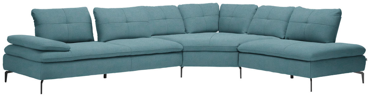 ECKSOFA in Flachgewebe Hellblau  344/271 cm  - Schwarz/Hellblau, Design, Textil/Metall (344/271cm) - Chilliano