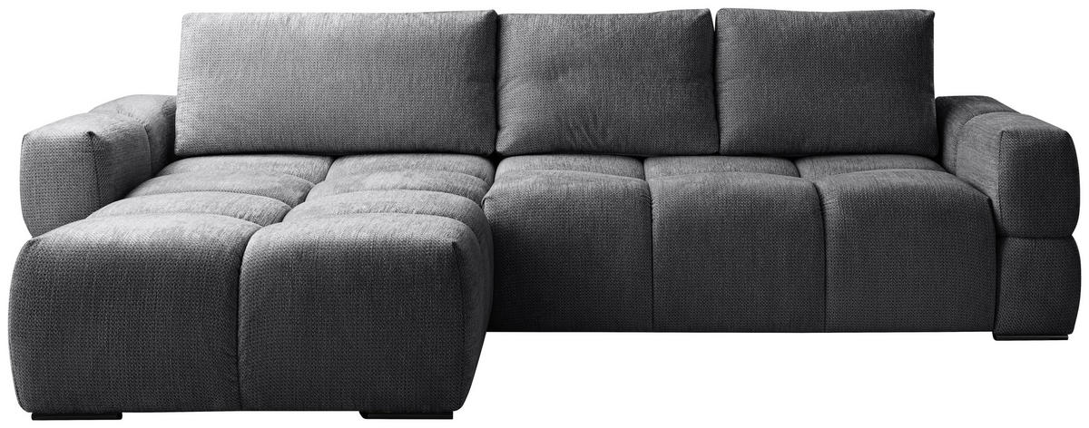 ECKSOFA Anthrazit Chenille  - Anthrazit/Schwarz, Design, Textil/Metall (173/299cm) - Stylife