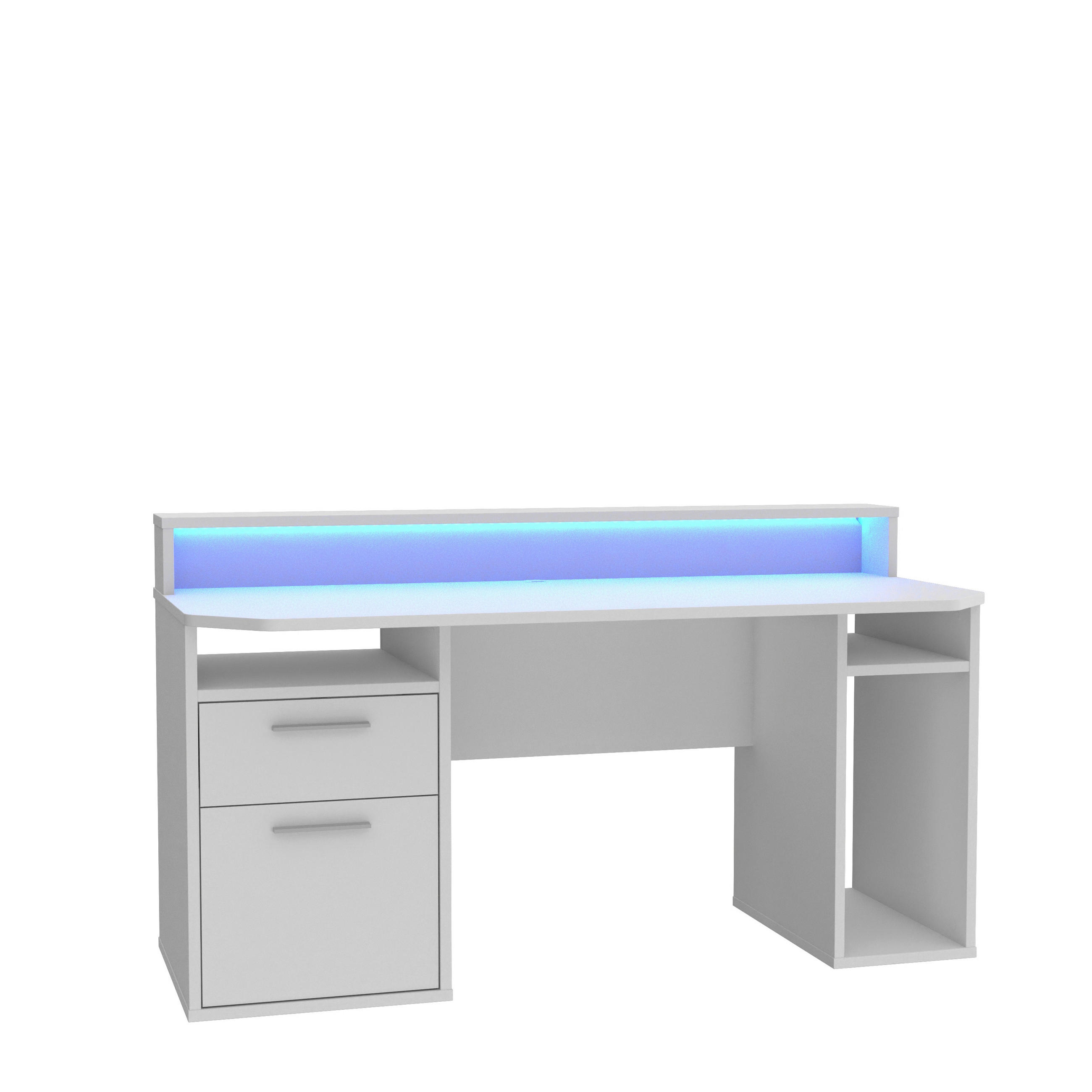 GAMING STOL  bijela  metal, plastika, drvni materijal  - bijela/boje aluminija, Moderno, drvni materijal/metal (160/91/72cm) - MID.YOU