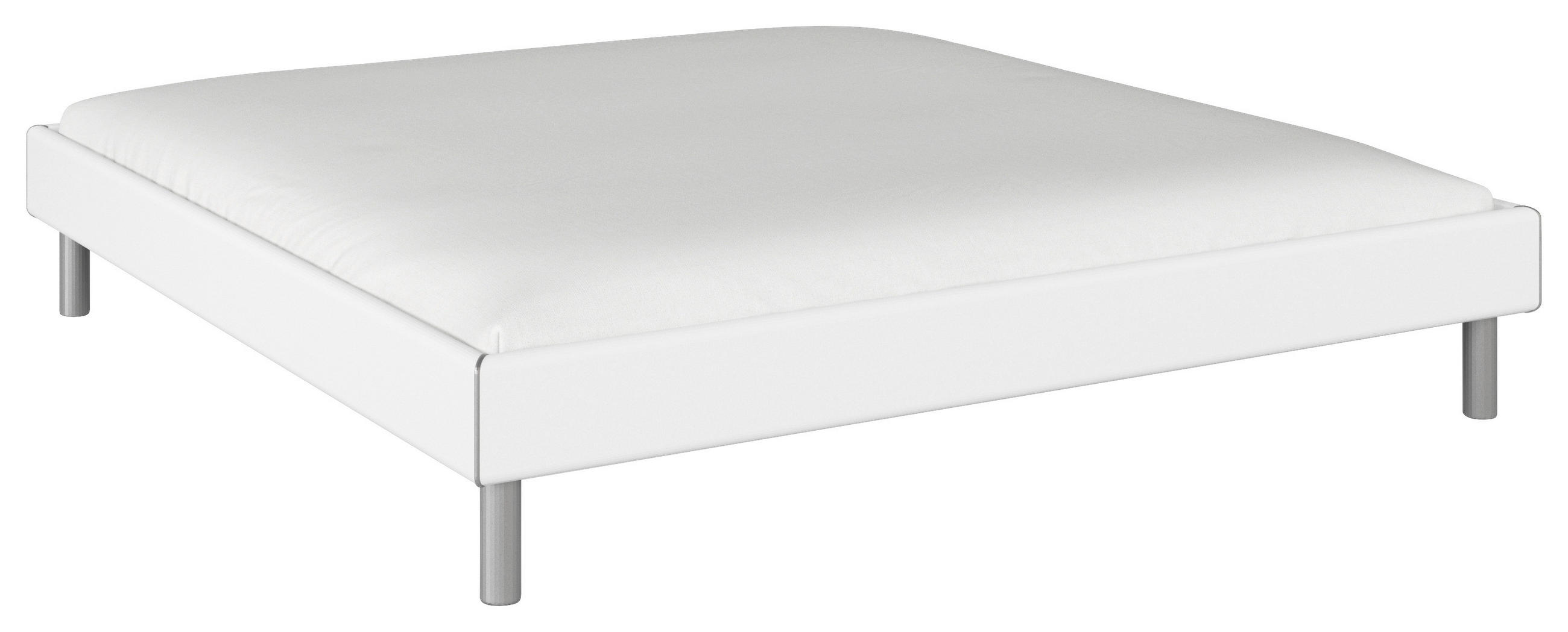 BETT 200/200 cm in Weiß - Alufarben/Weiß, Design, Holzwerkstoff/Metall (200/200cm) - Carryhome