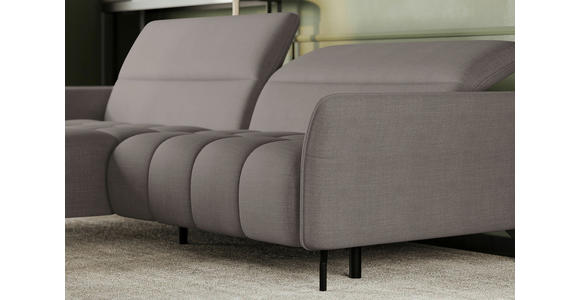 ECKSOFA Taupe Flachgewebe Rücken echt, Kopfteilverstellung, Sitztiefenverstellung  - Taupe/Schwarz, KONVENTIONELL, Textil/Metall (175/272cm) - Carryhome
