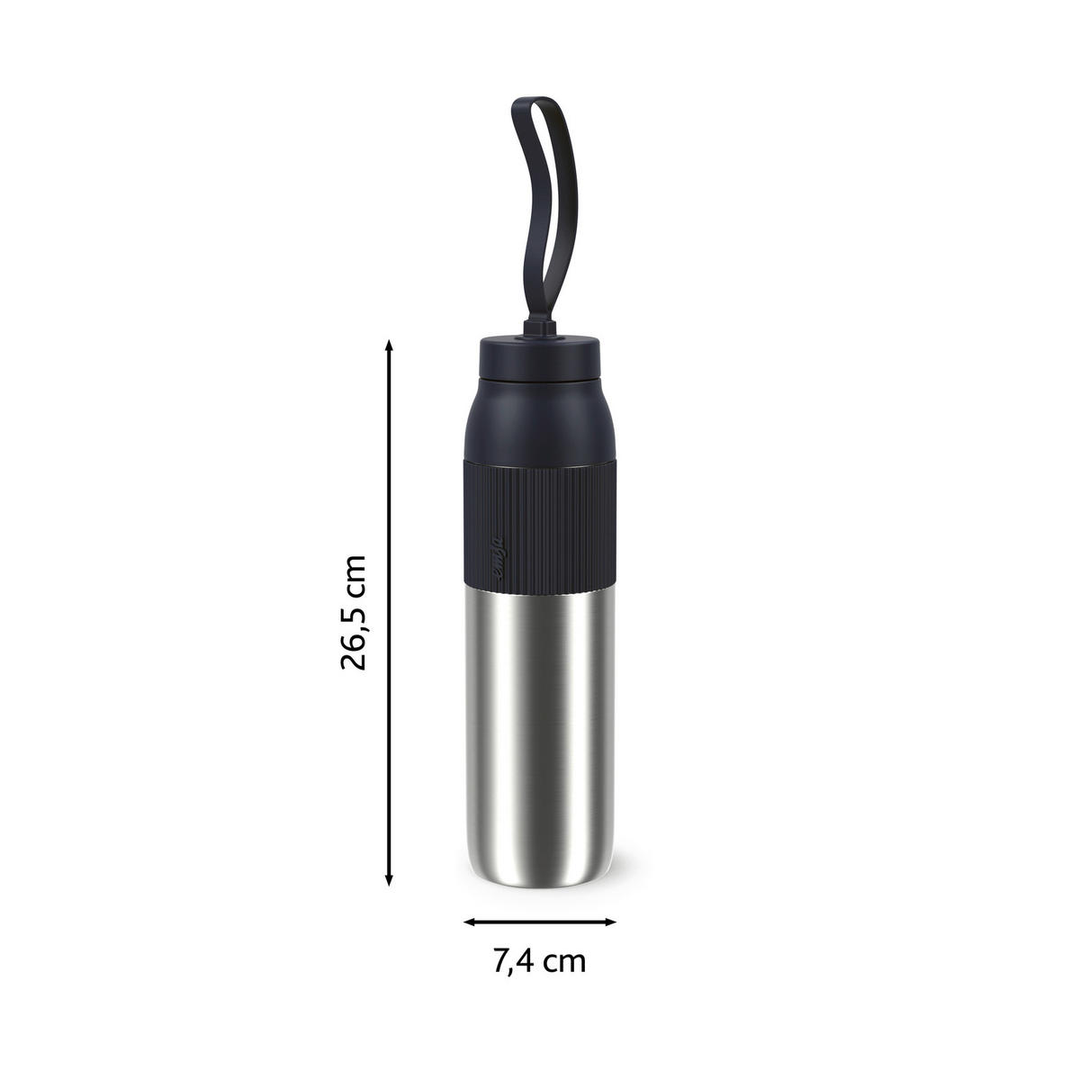 ISOLIERFLASCHE beYou 0,7L L  - Schwarz, Basics, Metall (7,4/7,4/29,5cm) - Emsa