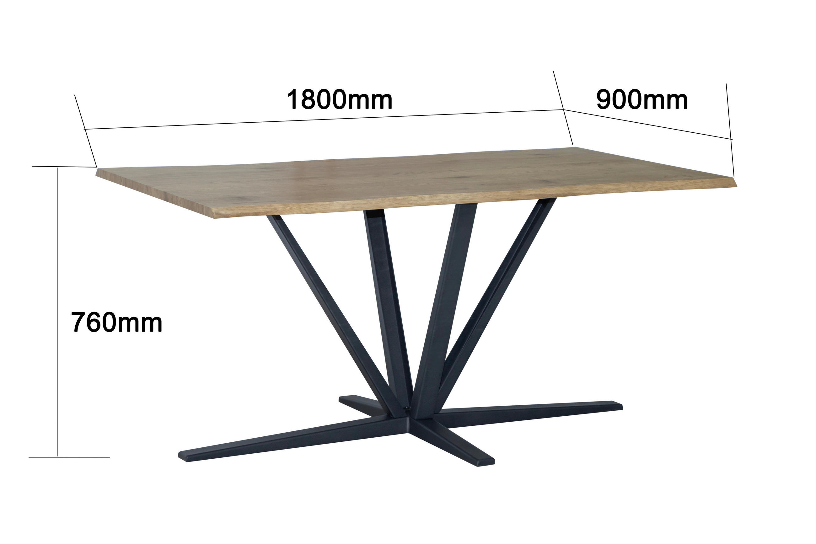 ESSTISCH Schwarz, Eichefarben  - Eichefarben/Schwarz, MODERN, Holzwerkstoff/Metall (180/76/90cm) - MID.YOU