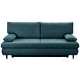 SCHLAFSOFA mit Liegefunktion, Rücken echt Chenille Petrol - Petrol/Schwarz, KONVENTIONELL, Holz/Textil (212/97/105cm) - Carryhome