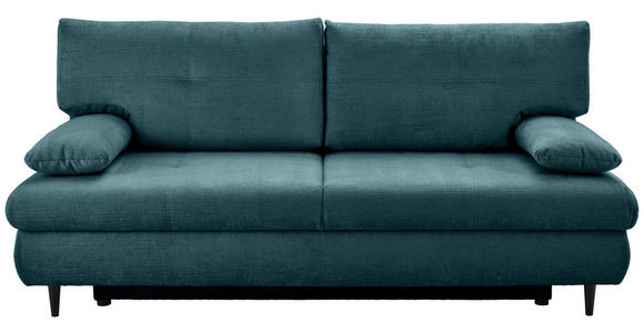 SCHLAFSOFA mit Liegefunktion, Rücken echt Chenille Petrol - Petrol/Schwarz, KONVENTIONELL, Holz/Textil (212/97/105cm) - Carryhome