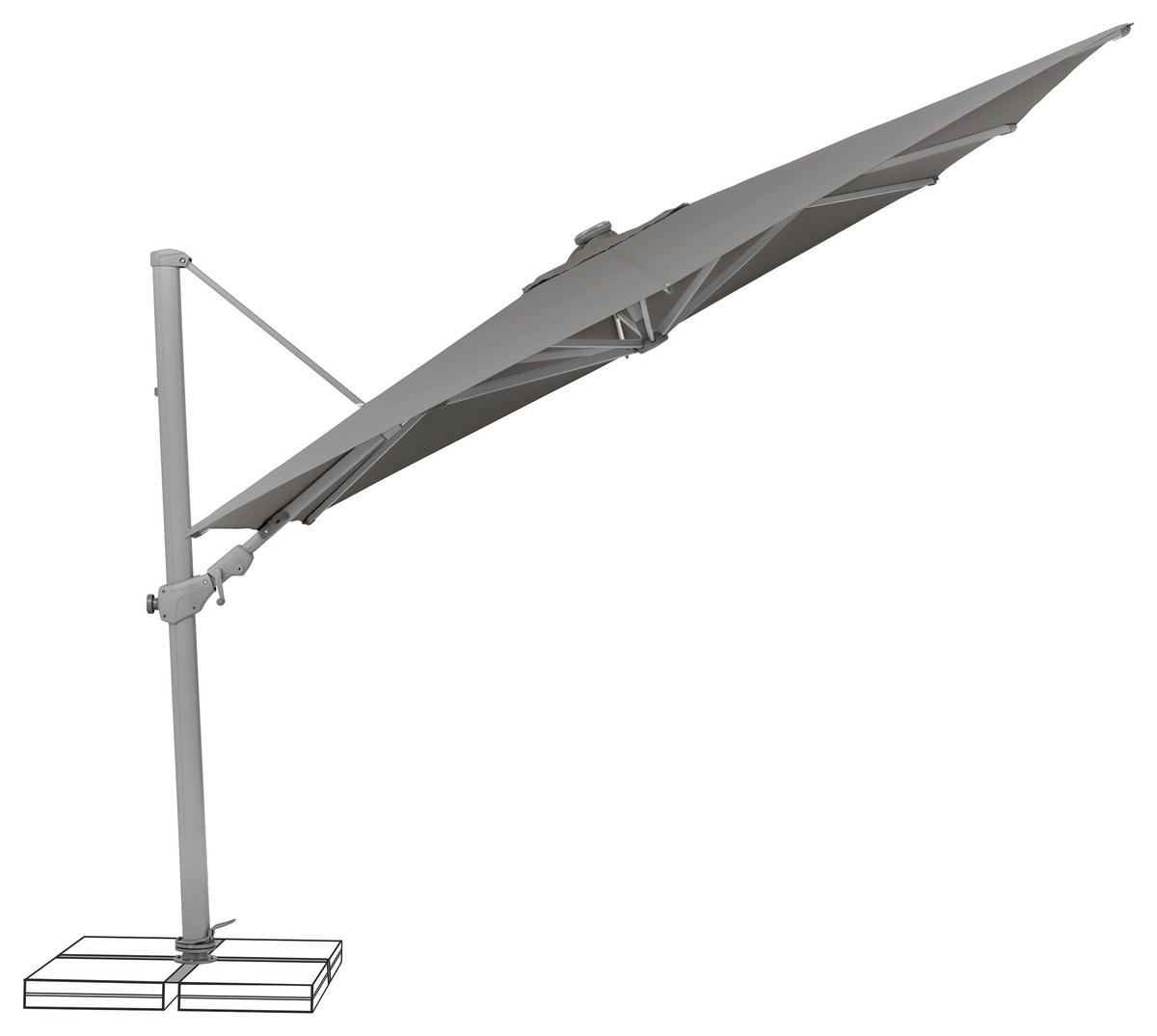 SONNENSCHIRM  300/300 cm  - Silberfarben/Alufarben, Basics, Textil/Metall (300/300cm) - Suncomfort by Glatz