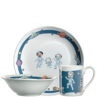 KINDERGESCHIRRSET  - Blau/Weiß, Trend, Stein (21,30/21,50/9,50cm) - Leonardo