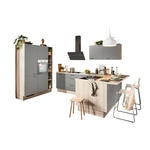 ECKKÜCHE XO 15  in Grau, Tannenholzfarben  - Tannenholzfarben/Schwarz, Design, Holzwerkstoff/Metall (150/280/121,6cm) - Xora