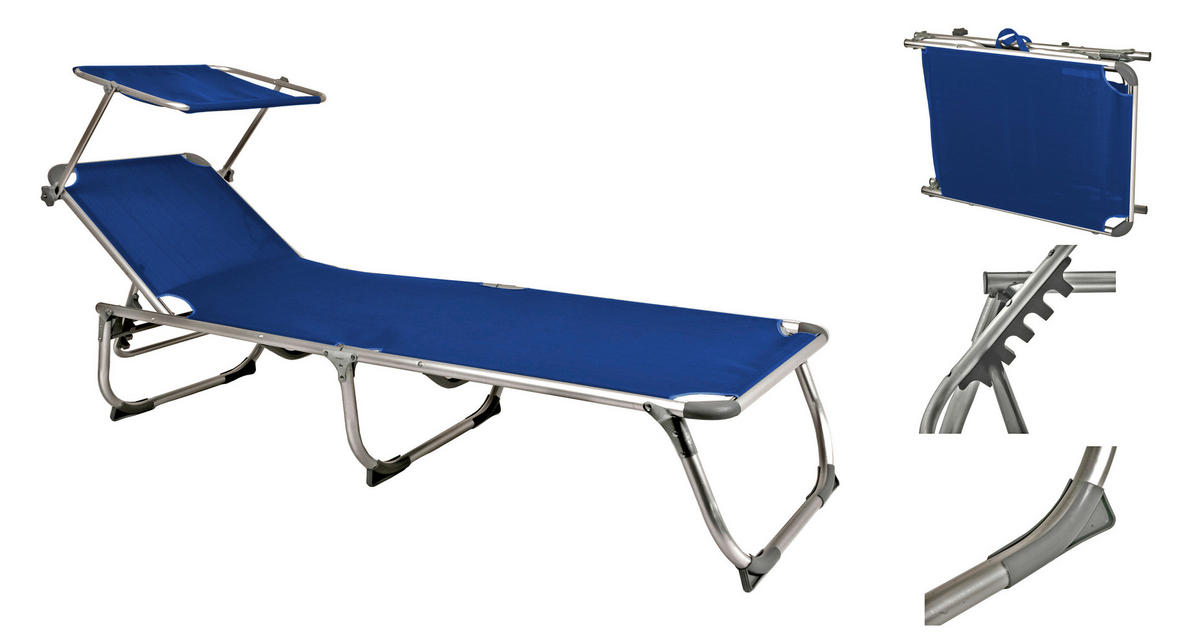 SONNENLIEGE 61/30/188 cm  - Blau/Grau, MODERN, Kunststoff/Textil (61/30/188cm) - Gardenson