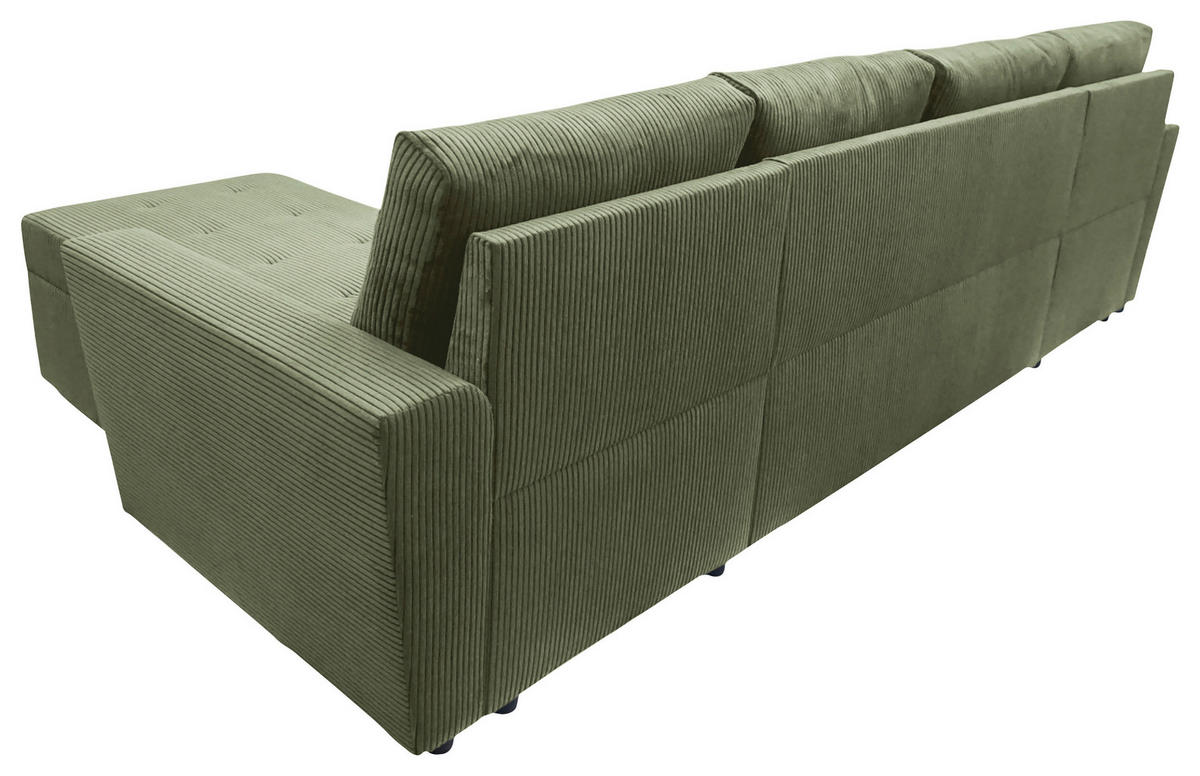 WOHNLANDSCHAFT TERMOLI Mintgrün Cord  - Schwarz/Mintgrün, Design, Kunststoff/Textil (155/296/155cm) - MID.YOU