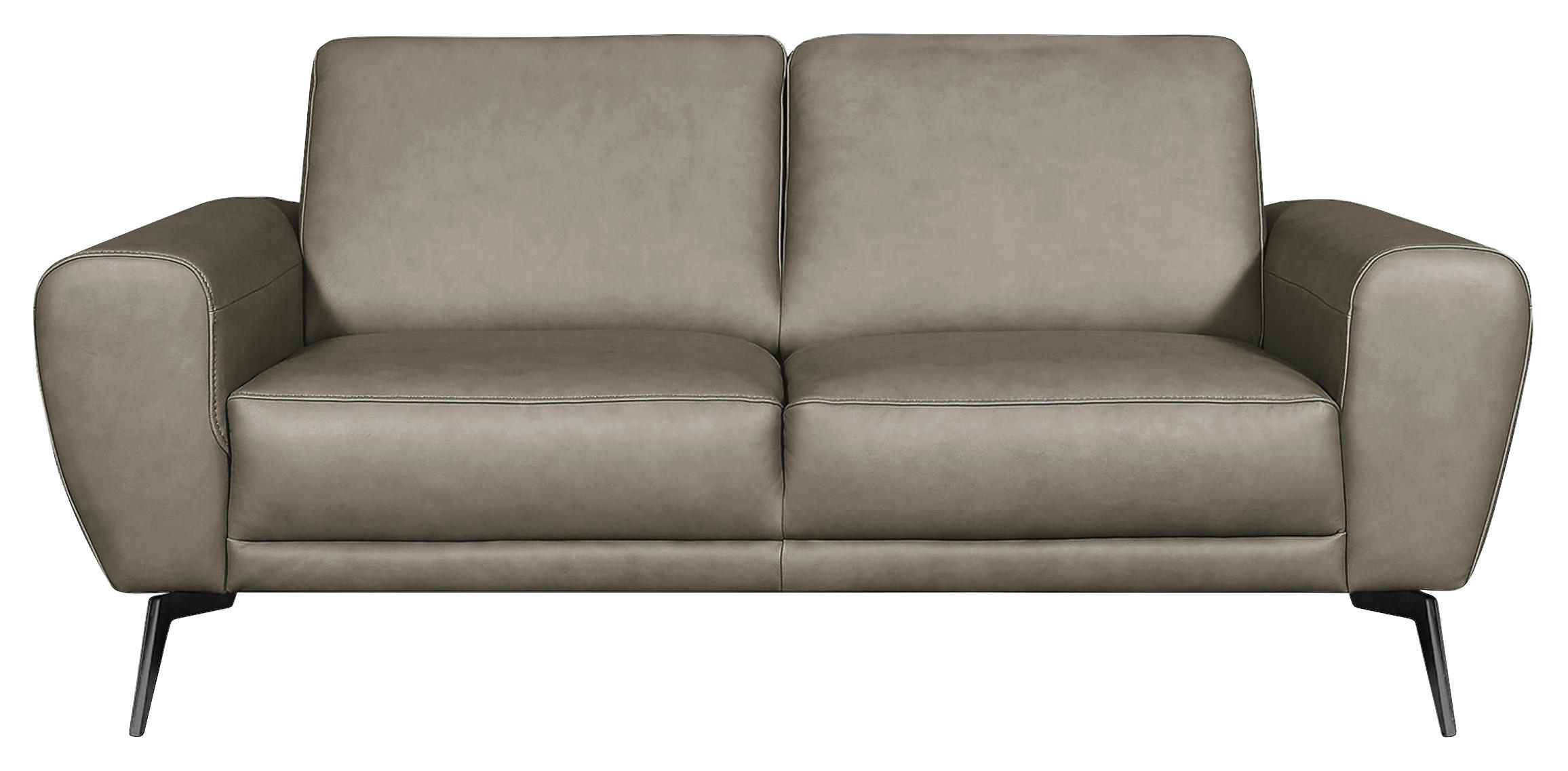 2-SITZER-SOFA Grau Echtleder  - Schwarz/Grau, Design, Leder/Metall (177/85/92cm) - Livetastic