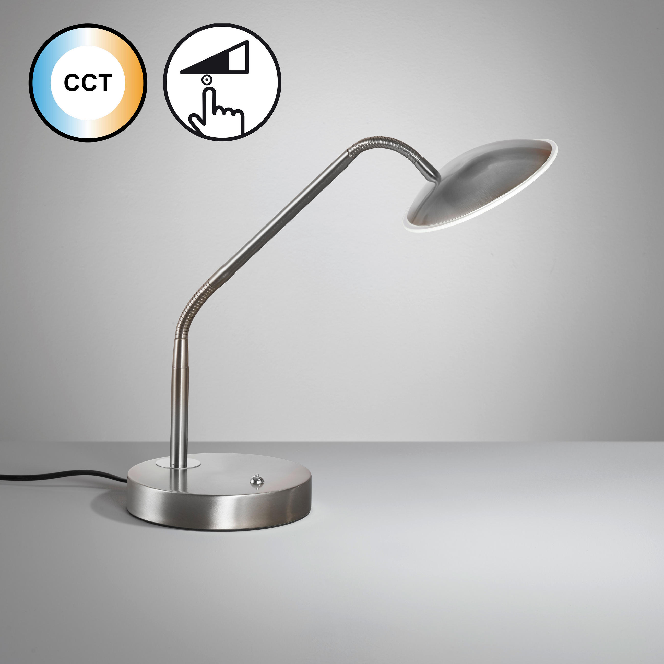 LED-TISCHLEUCHTE Tallri 16/60 cm   - Nickelfarben, KONVENTIONELL, Metall (16/60cm) - Fischer & Honsel