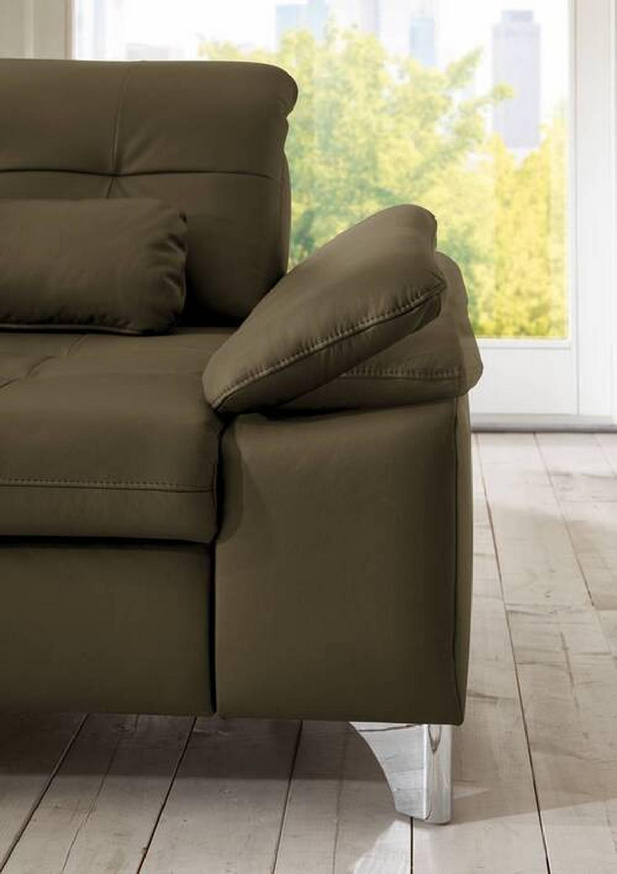 ECKSOFA in Echtleder Grün  - Grün, Basics, Leder/Metall (211/309cm) - Beldomo Speed