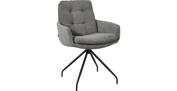 ARMLEHNSTUHL  Stoffauswahl, Typenauswahl, Sitzfläche 360° drehbar, Gestellauswahl Cord  - Schwarz/Grau, Design, Textil/Metall (63/90/69cm) - Johann Jakob