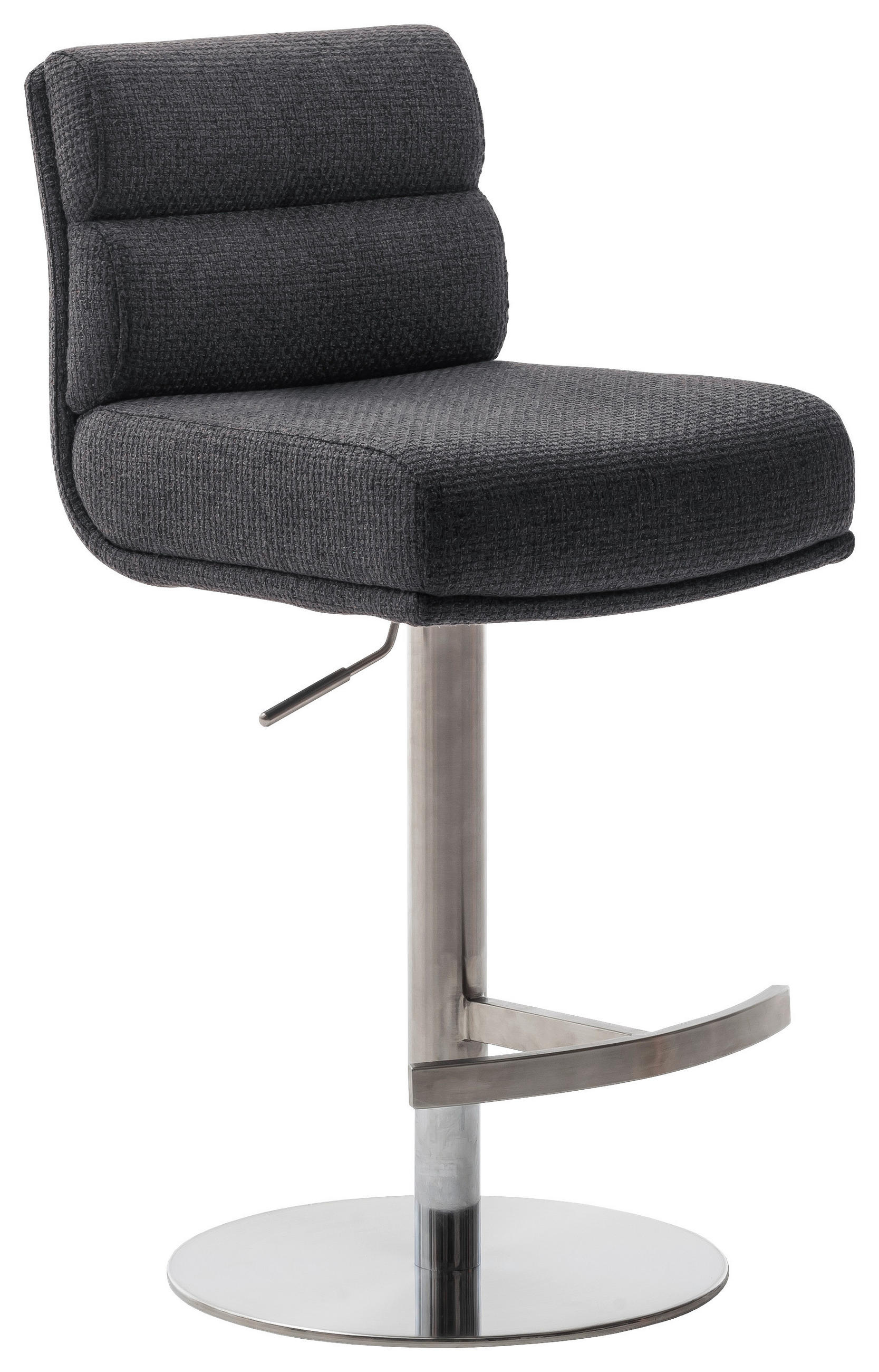 BARHOCKER in Metall, Textil Anthrazit, Edelstahlfarben  - Edelstahlfarben/Anthrazit, Design, Textil/Metall (43/84/52cm) - Dieter Knoll