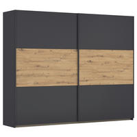 SCHWEBETÜRENSCHRANK 261/210/59 cm 2-türig Grau, Eiche Artisan  - Eiche Artisan/Grau, MODERN, Holzwerkstoff/Metall (261/210/59cm) - Rauch Möbel