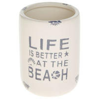 Suport Periuta Dinti ceramică  - albastru/alb, Basics, ceramică (7,5/10,8/7,5cm) - Sadena