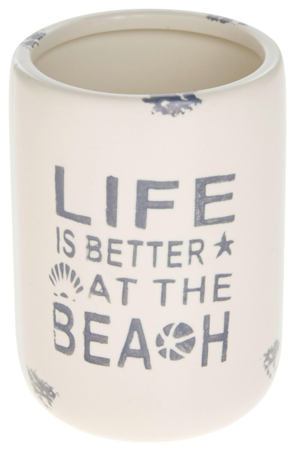 Suport Periuta Dinti ceramică  - albastru/alb, Basics, ceramică (7,5/10,8/7,5cm) - Sadena