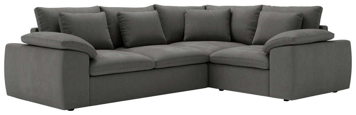 ECKSOFA Chenille Dunkelgrau  - Dunkelgrau/Schwarz, Design, Kunststoff/Textil (289/216cm) - Livetastic