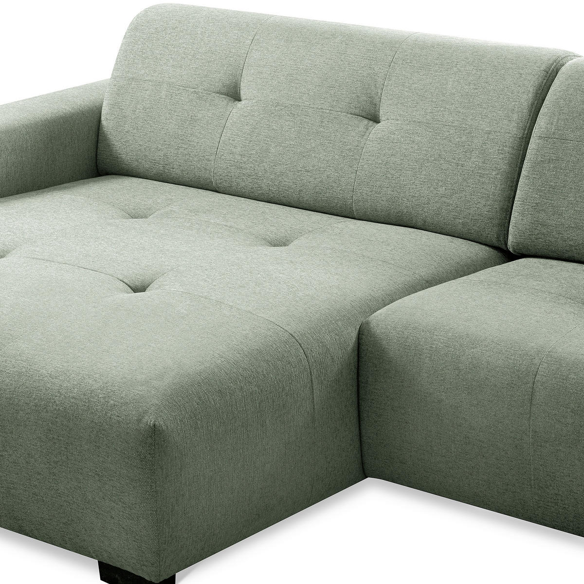 ECKSOFA AUSTIN Salbeigrün Flachgewebe Sitztiefenverstellung  - Salbeigrün/Schwarz, Design, Kunststoff/Textil (169/286cm) - Livetastic