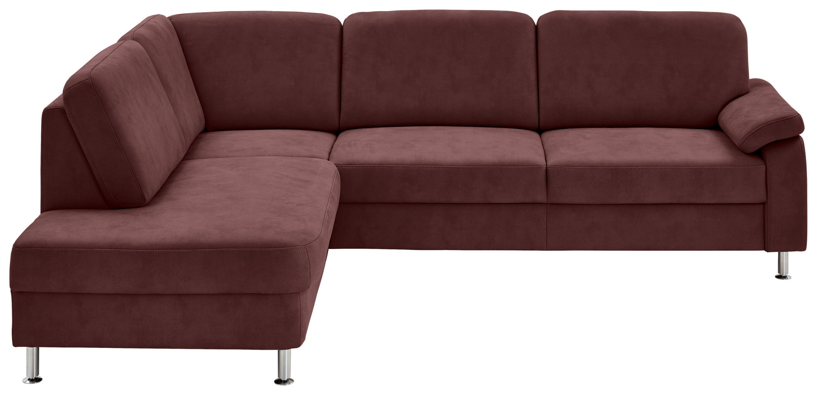 ECKSOFA Rostock Weinrot Mikrofaser  - Weinrot, Design, Textil/Metall (202/266cm) - Beldomo System