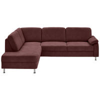 ECKSOFA Rostock Weinrot Mikrofaser  - Weinrot, Design, Textil/Metall (202/266cm) - Beldomo System