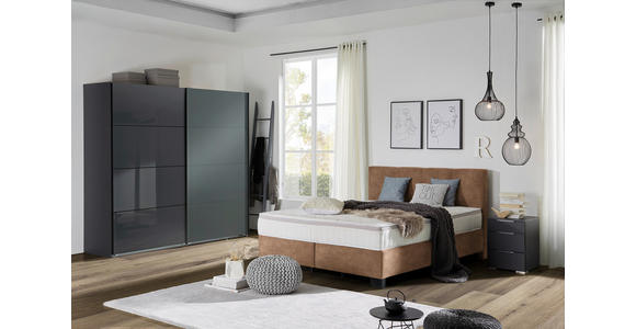 BOXSPRINGBETT 200/200 cm  in Braun  - Schwarz/Braun, Design, Kunststoff/Textil (200/200cm) - Hom`in