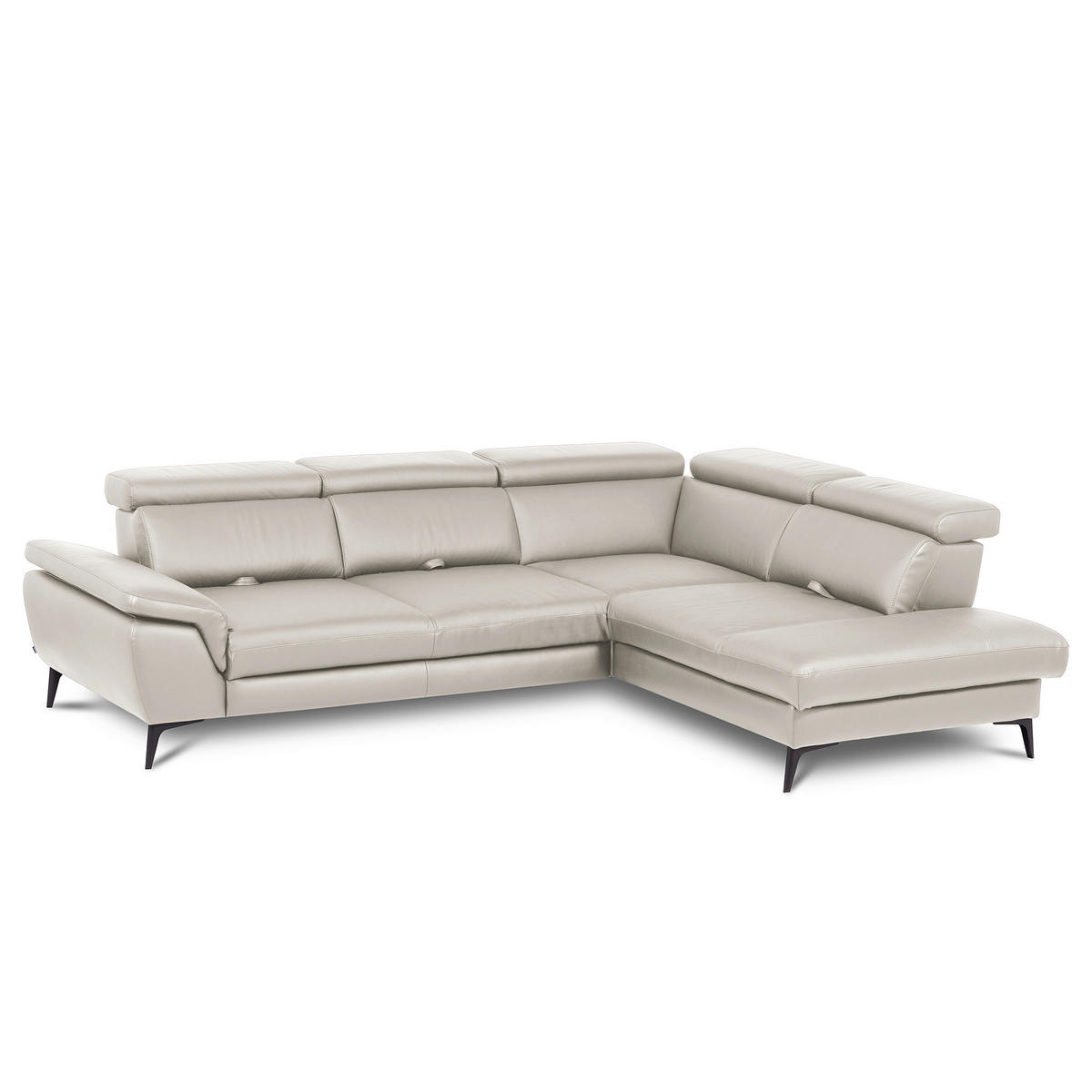 ECKSOFA  in Lederlook Echtleder Platinfarben  274/220 cm  - Platinfarben/Schwarz, Design, Leder/Textil (274/220cm) - Livetastic