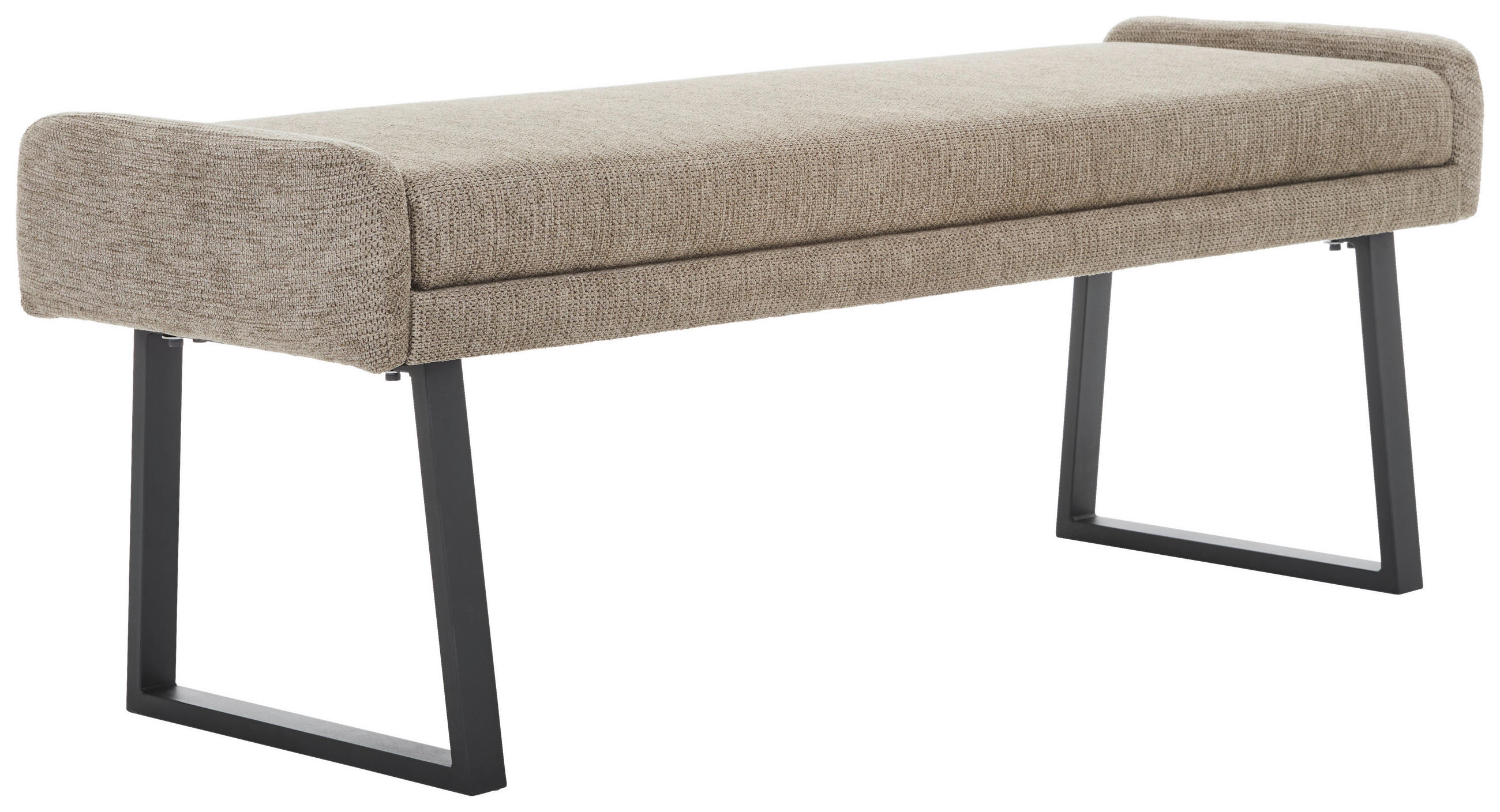 HOCKERBANK 140/51/49 cm Webstoff Schwarz, Taupe  - Taupe/Schwarz, Design, Textil/Metall (140/51/49cm) - Novel