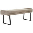 HOCKERBANK 160/49/49 cm Webstoff Schwarz, Taupe  - Taupe/Schwarz, Design, Textil/Metall (160/49/49cm) - Novel