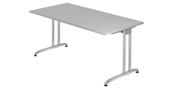 SCHREIBTISCH 160/80/72 cm  in Grau  - Silberfarben/Grau, KONVENTIONELL, Holzwerkstoff/Metall (160/80/72cm) - Venda