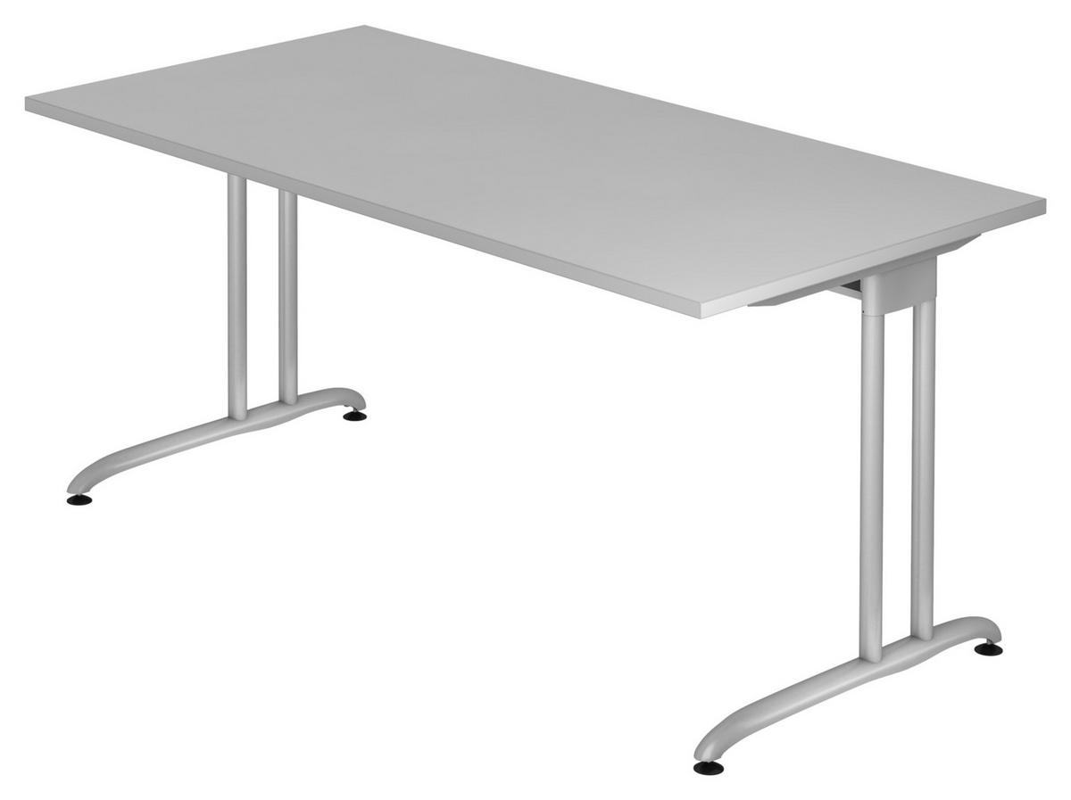 SCHREIBTISCH 160/80/72 cm  in Grau  - Silberfarben/Grau, KONVENTIONELL, Holzwerkstoff/Metall (160/80/72cm) - Venda