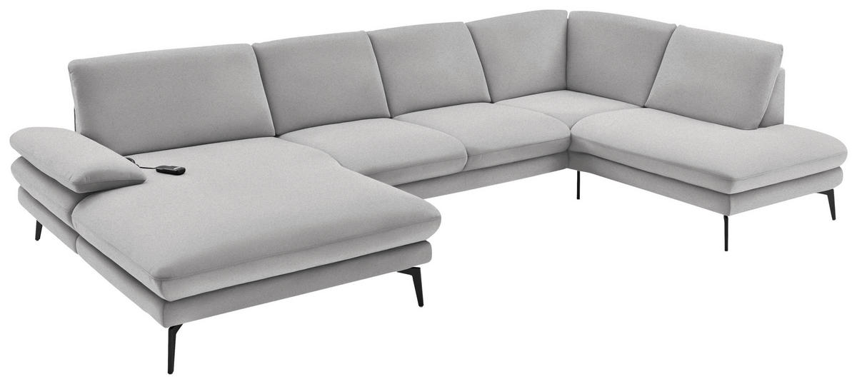WOHNLANDSCHAFT in Webstoff Hellgrau  - Hellgrau/Schwarz, Design, Textil/Metall (180/344/208cm) - Dieter Knoll