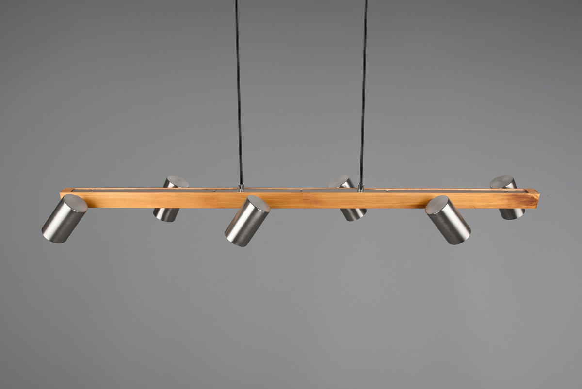 HÄNGLAMPA Marley 115/20/150 cm  - nickelfärgad, Lifestyle, metall/trä (115/20/150cm) - Trio Leuchten